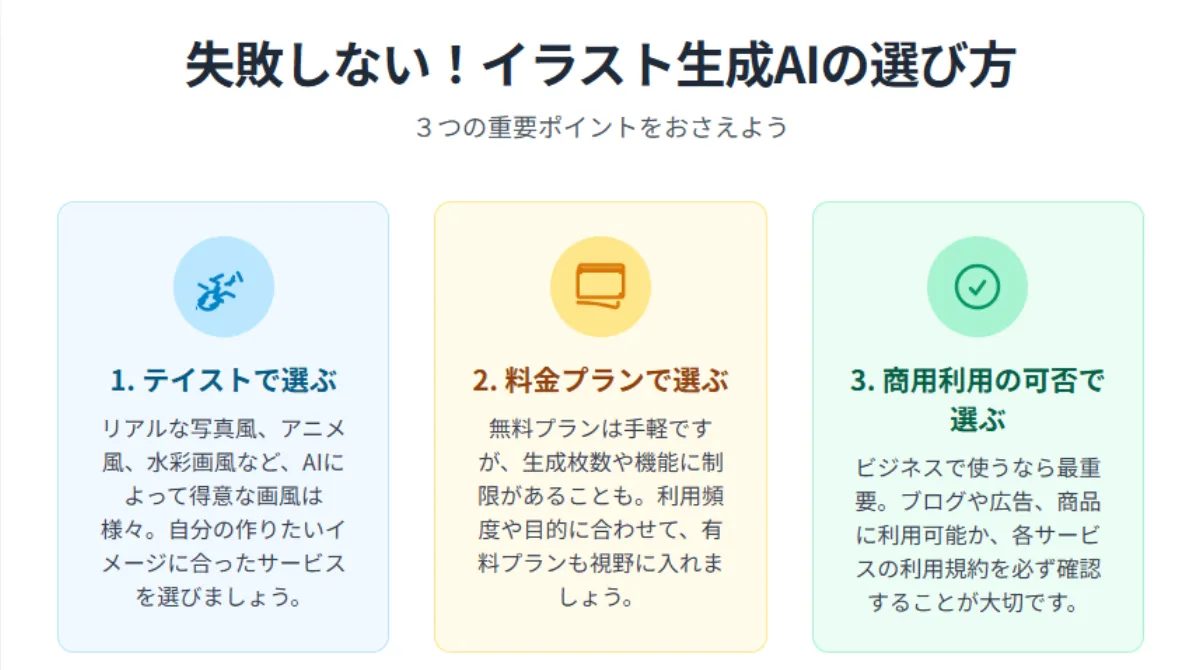 失敗しない!イラスト生成AIの選び方 3つのポイント