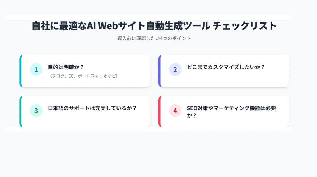 失敗しない!自社に最適なAI Webサイト自動生成ツールの選び方